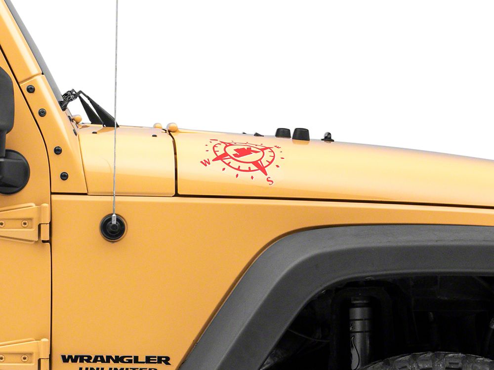 Jeep Licensed by RedRock Small Compass Decal with JK Logo; Red (07-18 Jeep Wrangler JK)