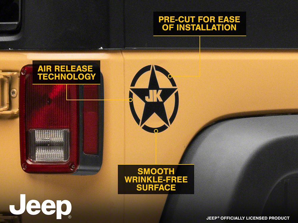 Jeep Licensed by RedRock JK Star Accent Decal; Black (07-18 Jeep Wrangler JK)