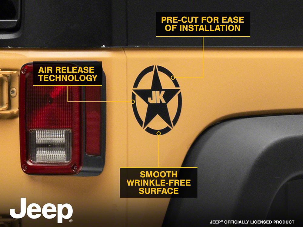 Jeep Licensed by RedRock JK Star Accent Decal; Matte Black (07-18 Jeep Wrangler JK)