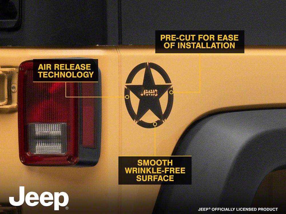 Jeep Licensed by RedRock Jeep Star Accent Decal; Black (07-18 Jeep Wrangler JK)