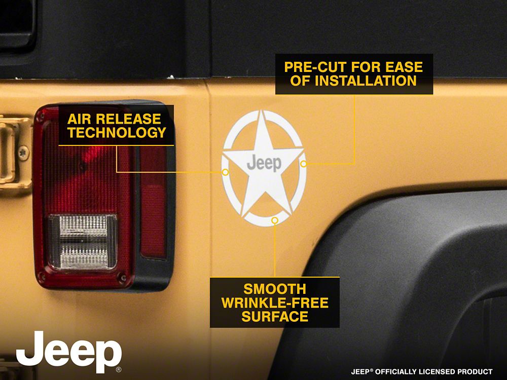 Jeep Licensed by RedRock Jeep Star Accent Decal; White (07-18 Jeep Wrangler JK)
