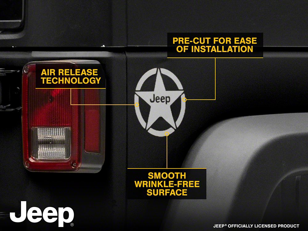 Jeep Licensed by RedRock Jeep Star Accent Decal; Silver (07-18 Jeep Wrangler JK)