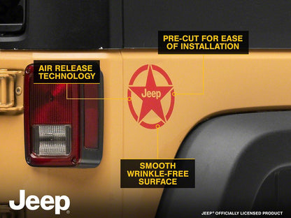 Jeep Licensed by RedRock Jeep Star Accent Decal; Red (07-18 Jeep Wrangler JK)