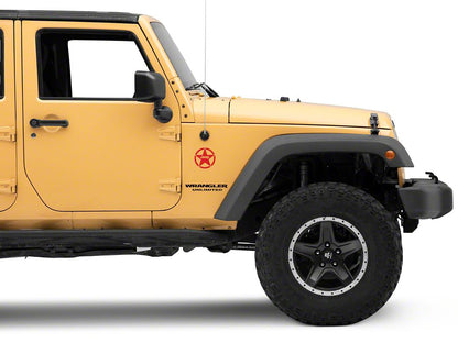 Jeep Licensed by RedRock Jeep Star Accent Decal; Red (07-18 Jeep Wrangler JK)