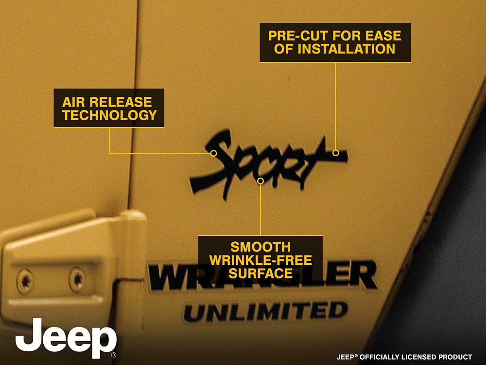 Jeep Licensed by RedRock Sport Script Side Logo Decal; Matte Black (87-18 Jeep Wrangler YJ, TJ & JK)