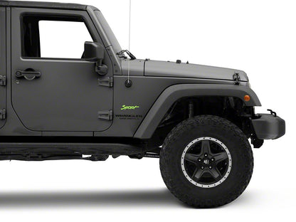 Jeep Licensed by RedRock Sport Script Side Logo Decal; Lime Green (87-18 Jeep Wrangler YJ, TJ & JK)