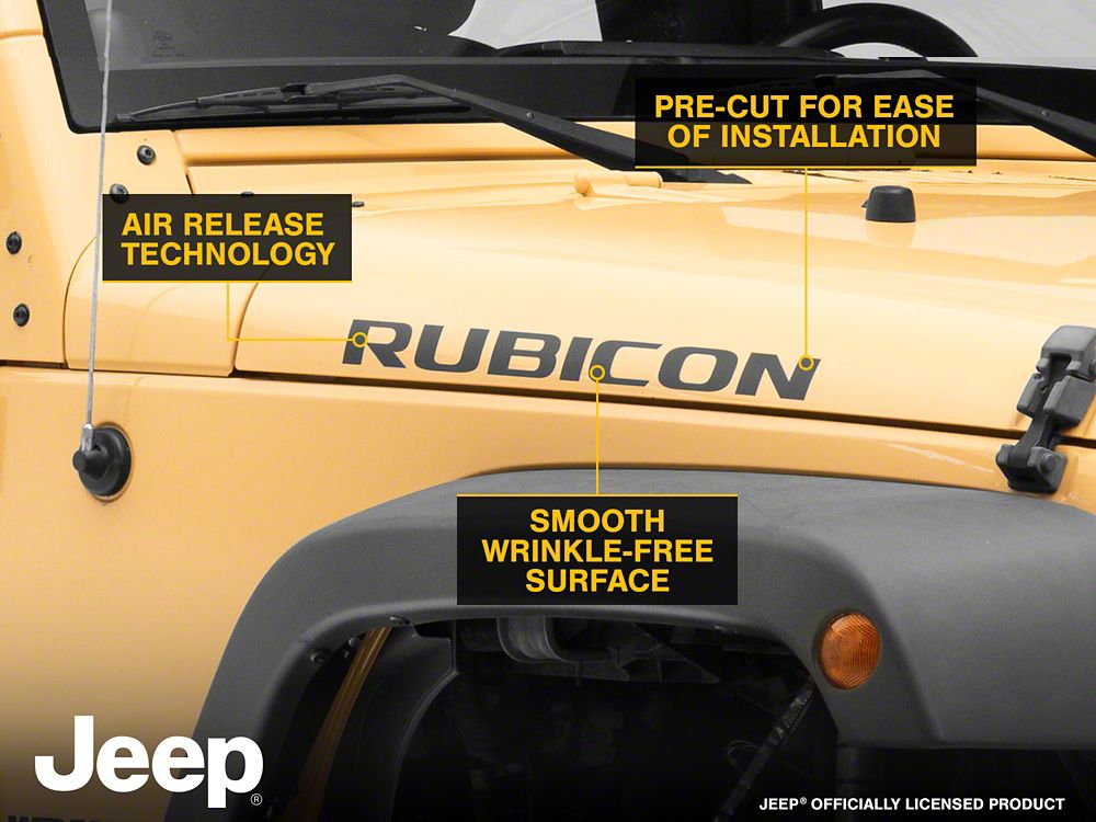 Jeep Licensed by RedRock Rubicon Hood Logo Decal; Matte Black (07-18 Jeep Wrangler JK)