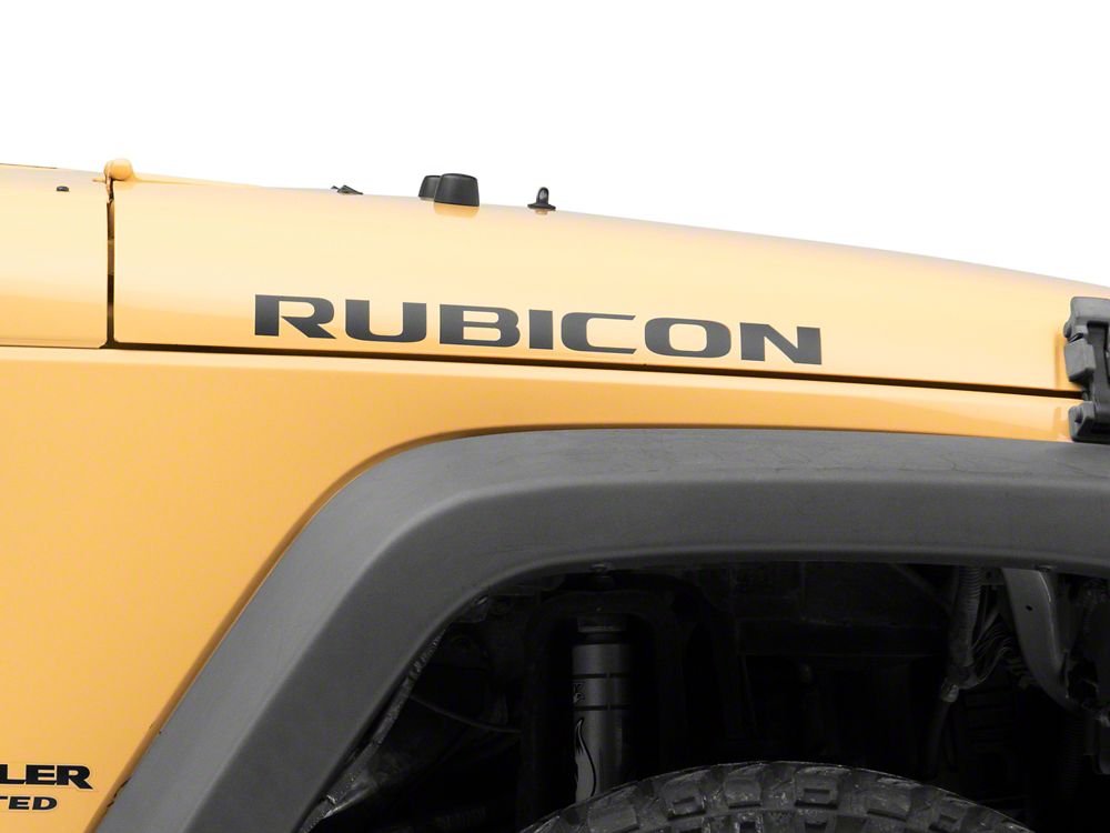 Jeep Licensed by RedRock Rubicon Hood Logo Decal; Matte Black (07-18 Jeep Wrangler JK)