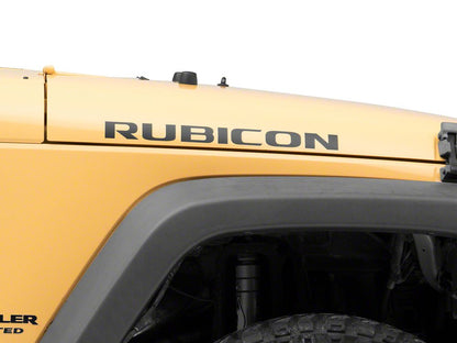 Jeep Licensed by RedRock Rubicon Hood Logo Decal; Matte Black (07-18 Jeep Wrangler JK)
