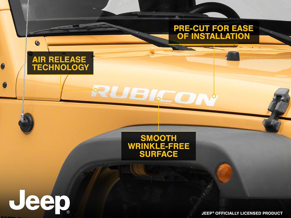 Jeep Licensed by RedRock Rubicon Hood Logo Decal; Silver (07-18 Jeep Wrangler JK)