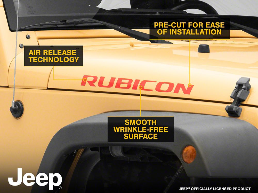Jeep Licensed by RedRock Rubicon Hood Logo Decal; Red (07-18 Jeep Wrangler JK)