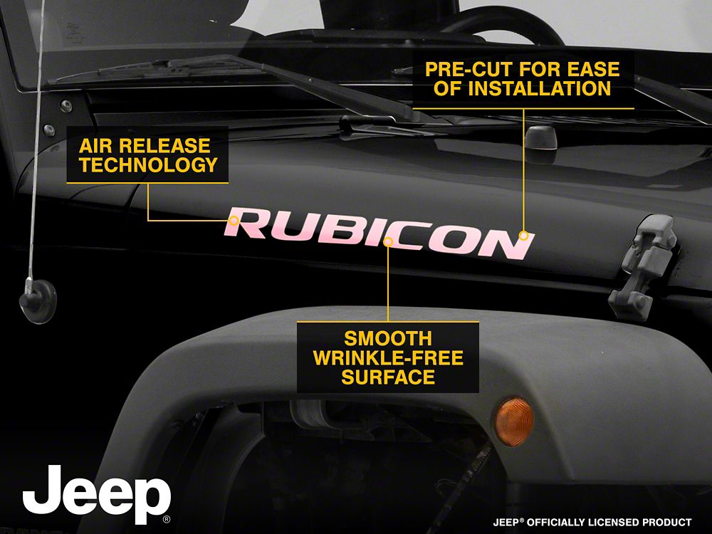 Jeep Licensed by RedRock Rubicon Hood Logo Decal; Pink (07-18 Jeep Wrangler JK)