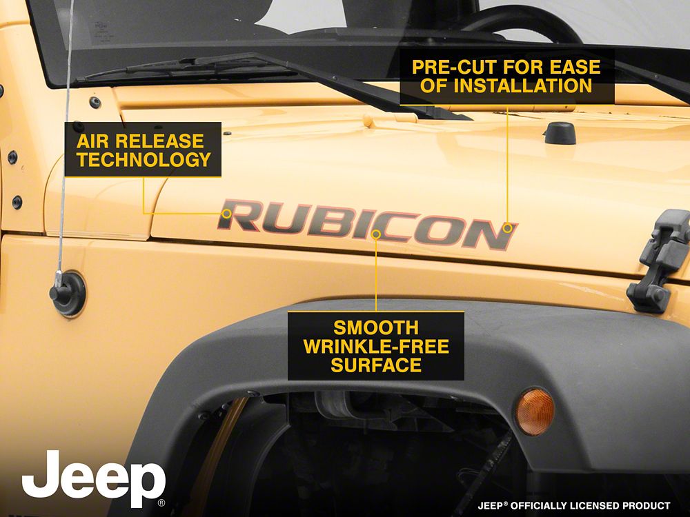 Jeep Licensed by RedRock Rubicon Hood Logo Decal; Red and Black (07-18 Jeep Wrangler JK)