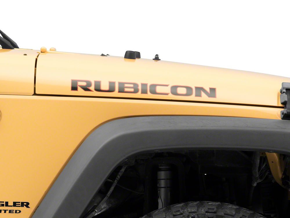 Jeep Licensed by RedRock Rubicon Hood Logo Decal; Red and Black (07-18 Jeep Wrangler JK)