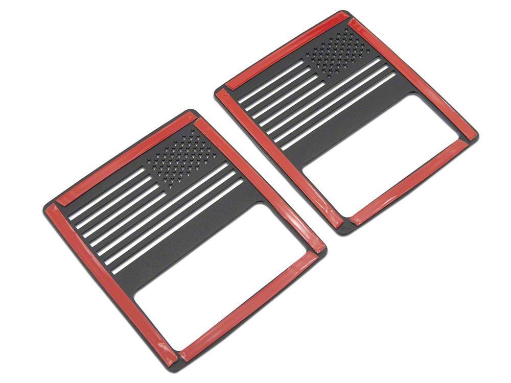 RedRock Tail Light Guards; USA Flag (18-25 Jeep Wrangler JL w/ Factory Halogen Tail Lights)