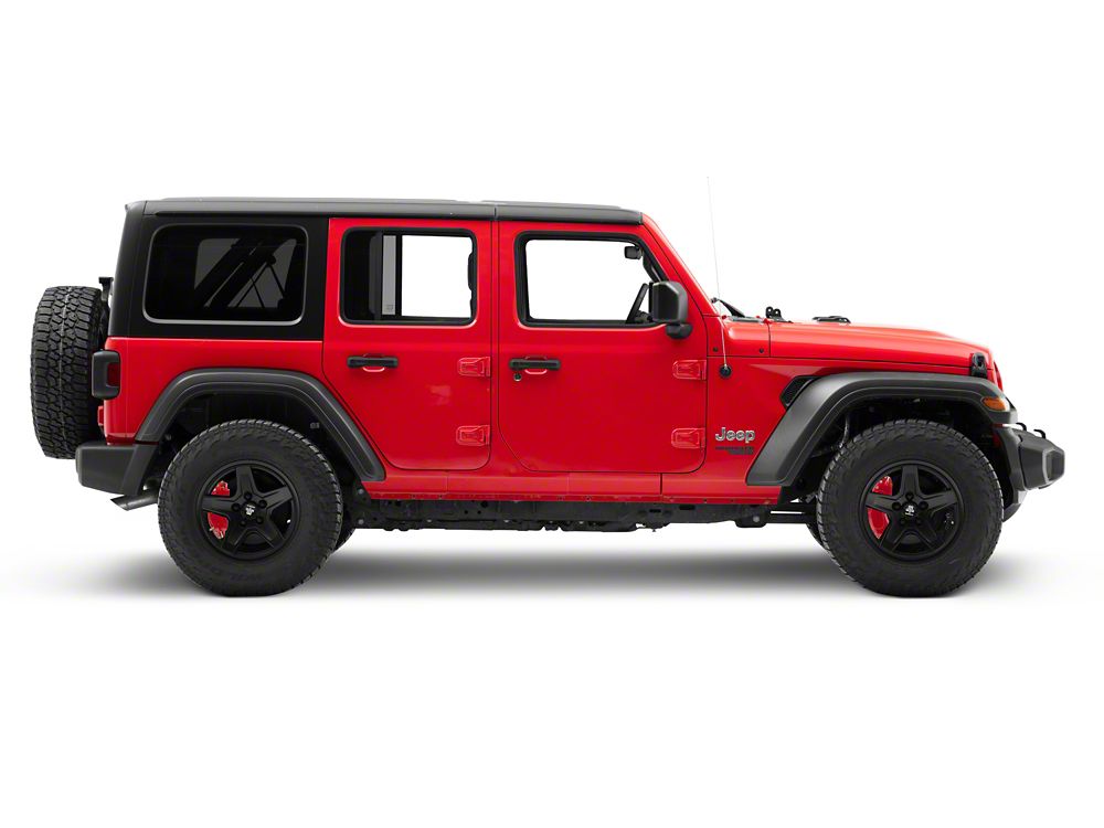 RedRock Brake Caliper Covers; Red; Front and Rear (18-25 Jeep Wrangler JL Sport w/ Aftermarket 18+ Inch Wheels)