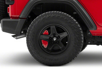 RedRock Brake Caliper Covers; Red; Front and Rear (18-25 Jeep Wrangler JL Sport w/ Aftermarket 18+ Inch Wheels)