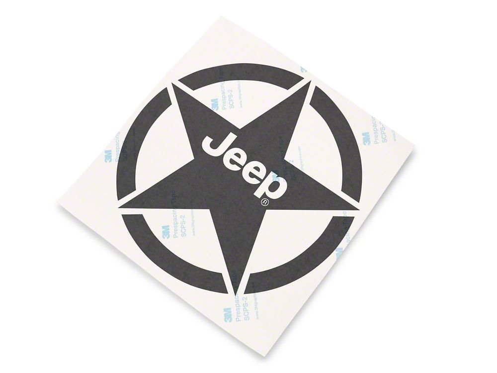 Jeep Licensed by RedRock Jeep Star Accent Decal; Gloss Black (87-18 Jeep Wrangler YJ, TJ & JK)