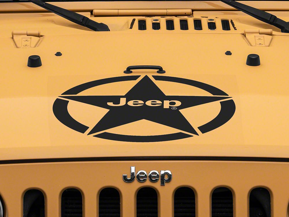 Jeep Licensed by RedRock Jeep Star Accent Decal; Gloss Black (87-18 Jeep Wrangler YJ, TJ & JK)