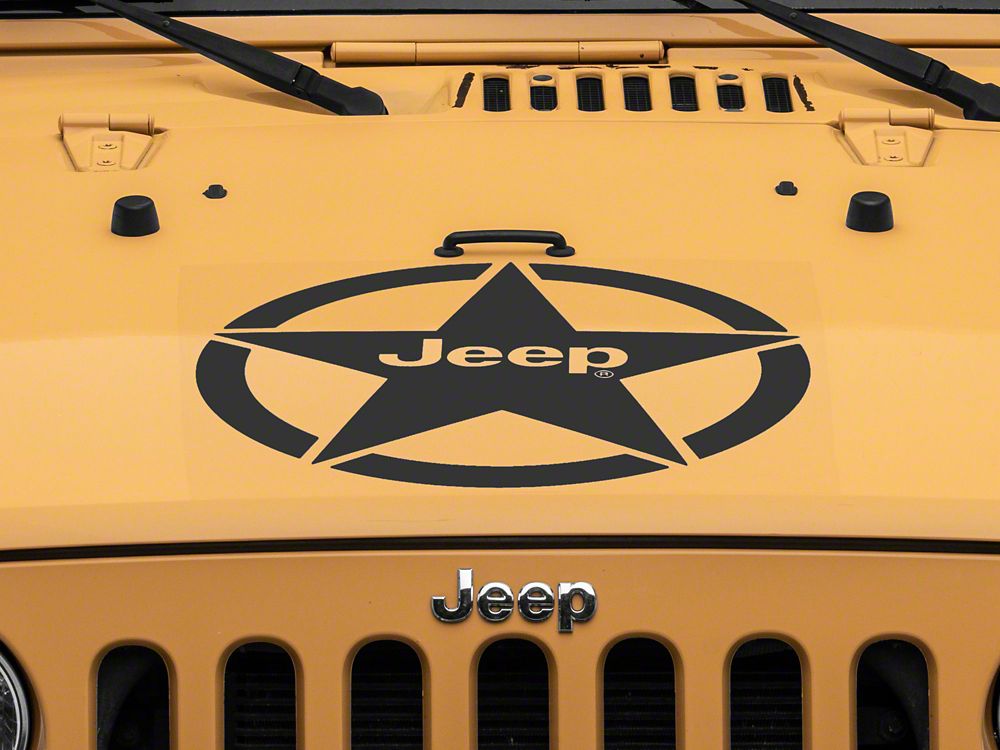Jeep Licensed by RedRock Jeep Star Accent Decal; Matte Black (87-18 Jeep Wrangler YJ, TJ & JK)