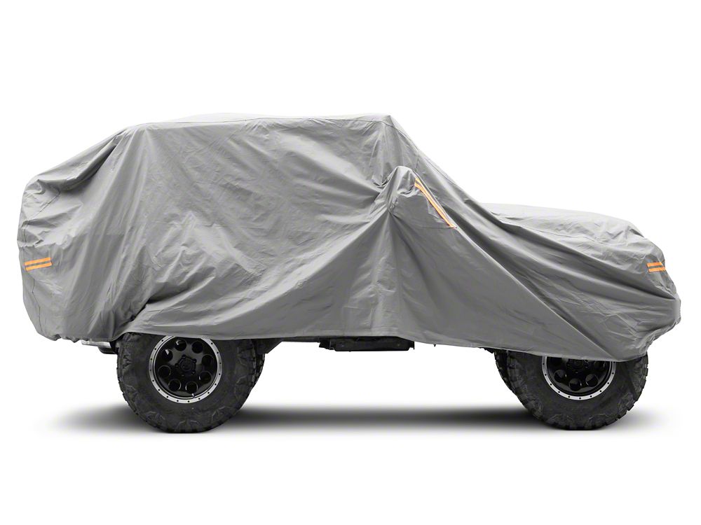 RedRock 4-Layer Breathable Full Car Cover; Gray (76-06 Jeep CJ7, Wrangler YJ & TJ, Excluding Unlimited)