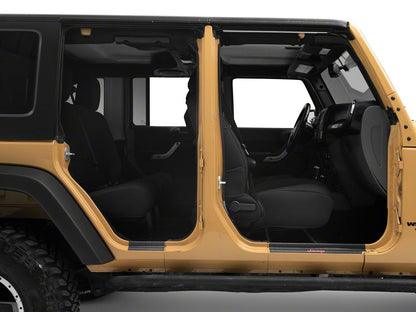Jeep Licensed by RedRock Door Sill Body Shield Decal; Red (07-18 Jeep Wrangler JK)