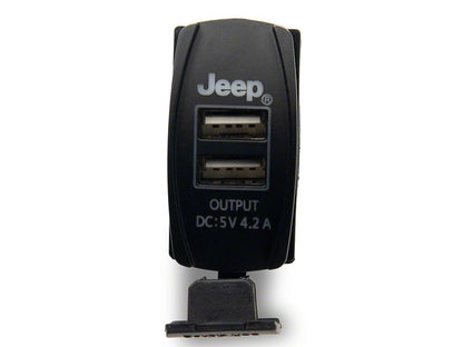 Jeep Licensed by RedRock Dual USB 4.2 AMP Fast-Charger Rocker Switch with Jeep Logo (97-18 Jeep Wrangler TJ & JK)