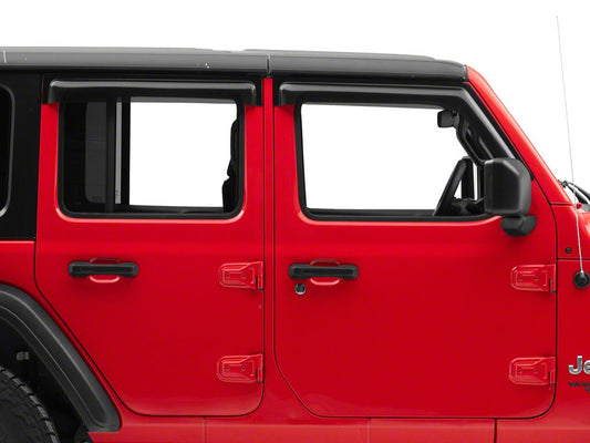 RedRock Tape-On Window Deflectors; Front and Rear; Smoked (18-25 Jeep Wrangler JL 4-Door)