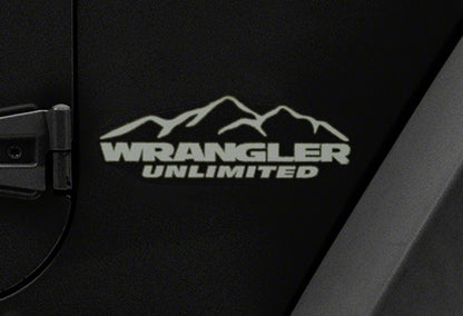 Jeep Licensed by RedRock Mountain Wrangler Unlimited Decal; Silver (87-18 Jeep Wrangler YJ, TJ & JK)