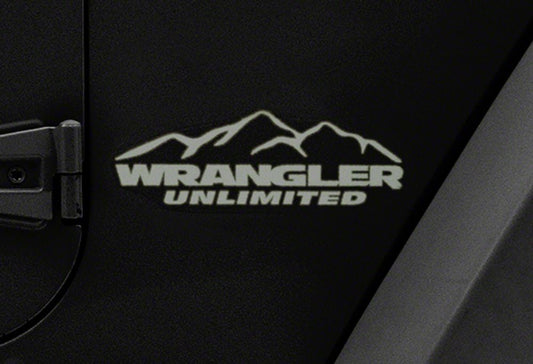 Jeep Licensed by RedRock Mountain Wrangler Unlimited Decal; Silver (87-18 Jeep Wrangler YJ, TJ & JK)