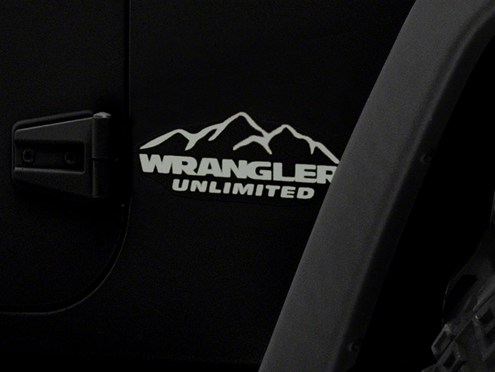 Jeep Licensed by RedRock Mountain Wrangler Unlimited Decal; Silver (87-18 Jeep Wrangler YJ, TJ & JK)