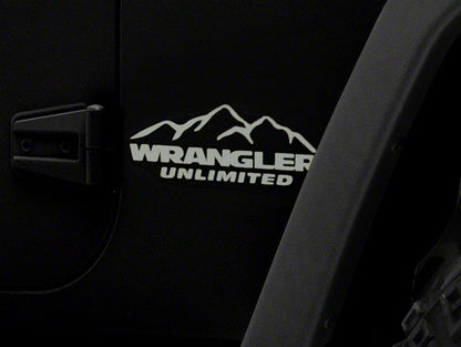 Jeep Licensed by RedRock Mountain Wrangler Unlimited Decal; Silver (87-18 Jeep Wrangler YJ, TJ & JK)
