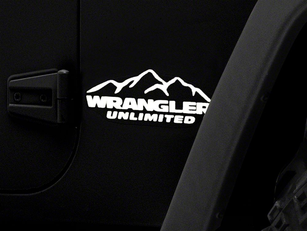 Jeep Licensed by RedRock Mountain Wrangler Unlimited Decal; White (87-18 Jeep Wrangler YJ, TJ & JK)