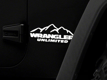 Jeep Licensed by RedRock Mountain Wrangler Unlimited Decal; White (87-18 Jeep Wrangler YJ, TJ & JK)