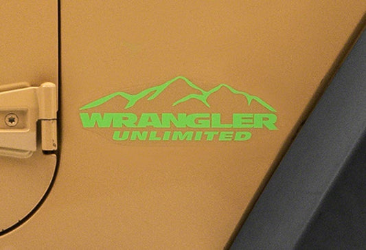 Jeep Licensed by RedRock Mountain Wrangler Unlimited Decal; Lime Green (87-18 Jeep Wrangler YJ, TJ & JK)