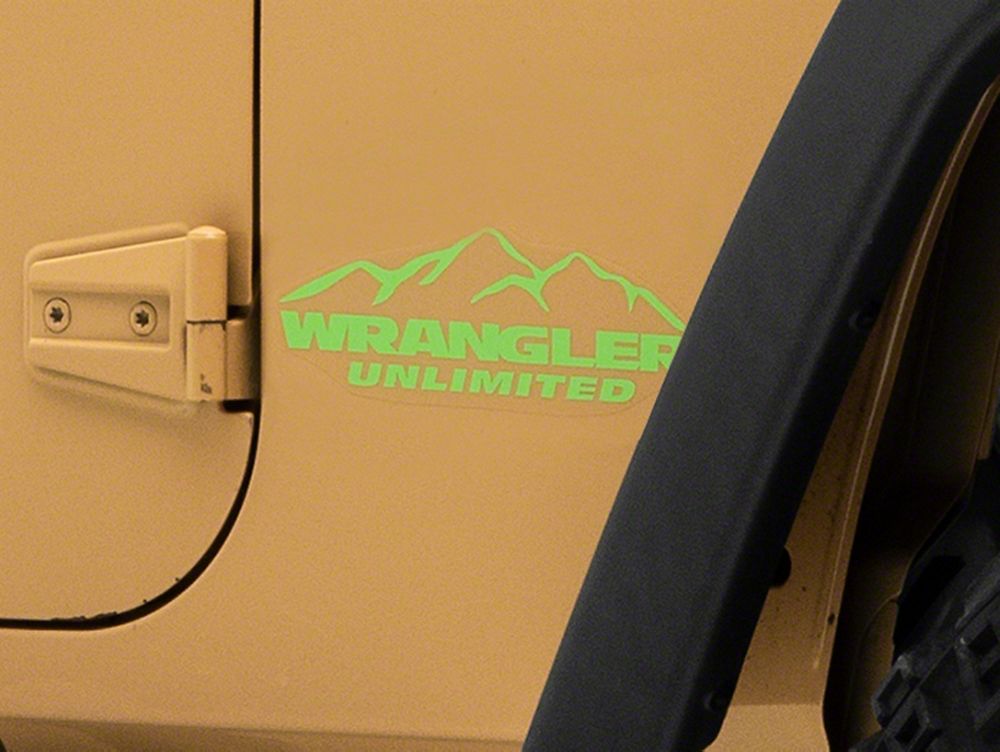 Jeep Licensed by RedRock Mountain Wrangler Unlimited Decal; Lime Green (87-18 Jeep Wrangler YJ, TJ & JK)
