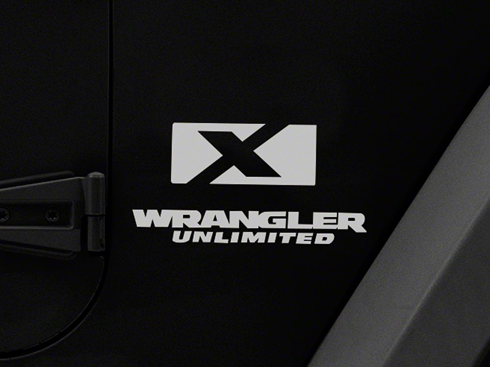 Jeep Licensed by RedRock X Logo with Wrangler Unlimited Decal; Silver (87-18 Jeep Wrangler YJ, TJ & JK)