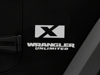 Jeep Licensed by RedRock X Logo with Wrangler Unlimited Decal; Silver (87-18 Jeep Wrangler YJ, TJ & JK)