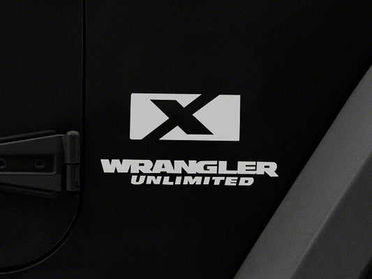 Jeep Licensed by RedRock X Logo with Wrangler Unlimited Decal; Silver (87-18 Jeep Wrangler YJ, TJ & JK)