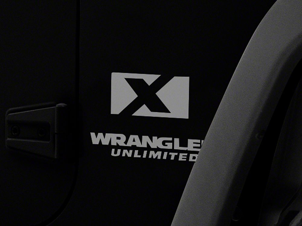 Jeep Licensed by RedRock X Logo with Wrangler Unlimited Decal; Silver (87-18 Jeep Wrangler YJ, TJ & JK)