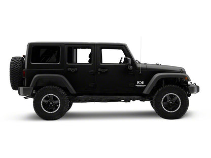 Jeep Licensed by RedRock X Logo with Wrangler Unlimited Decal; Silver (87-18 Jeep Wrangler YJ, TJ & JK)