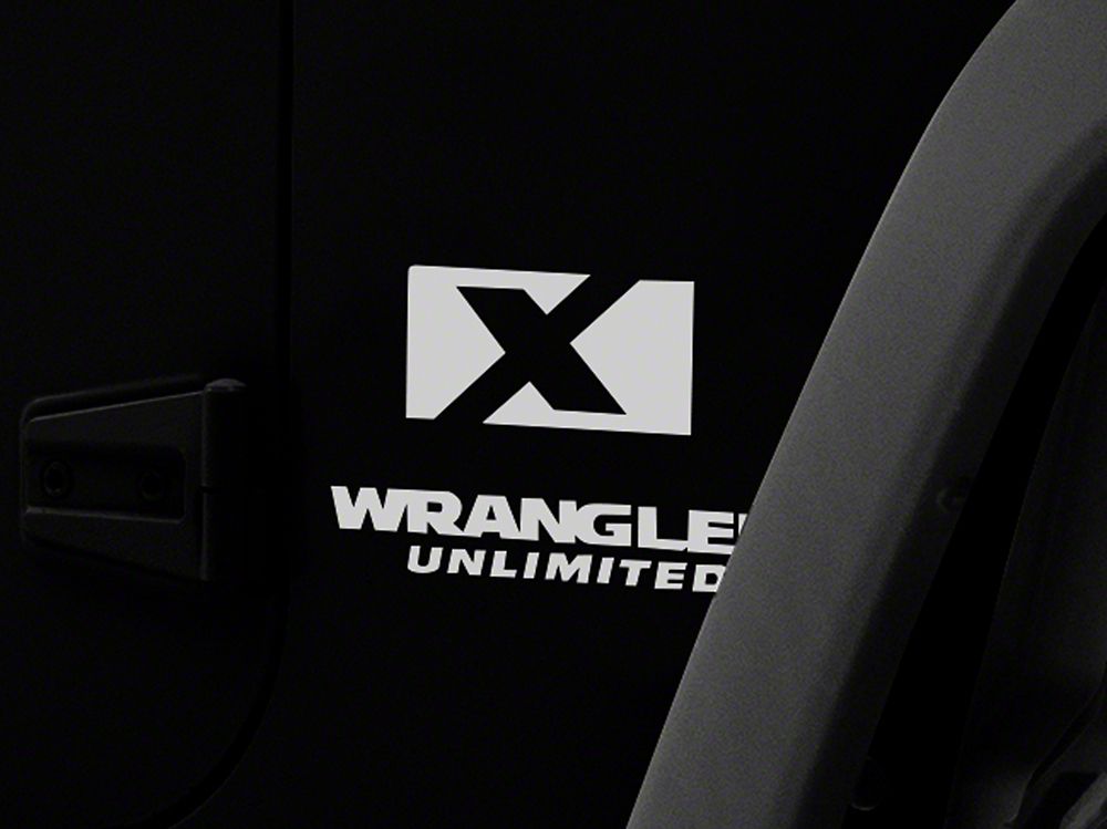 Jeep Licensed by RedRock X Logo with Wrangler Unlimited Decal; White (87-18 Jeep Wrangler YJ, TJ & JK)