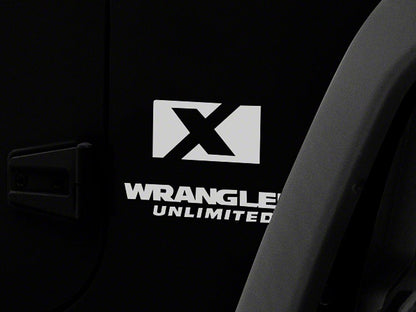 Jeep Licensed by RedRock X Logo with Wrangler Unlimited Decal; White (87-18 Jeep Wrangler YJ, TJ & JK)