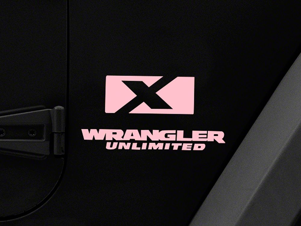 Jeep Licensed by RedRock X Logo with Wrangler Unlimited Decal; Pink (87-18 Jeep Wrangler YJ, TJ & JK)