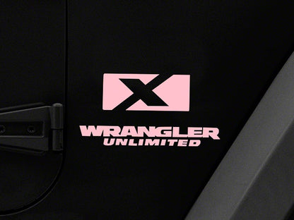Jeep Licensed by RedRock X Logo with Wrangler Unlimited Decal; Pink (87-18 Jeep Wrangler YJ, TJ & JK)