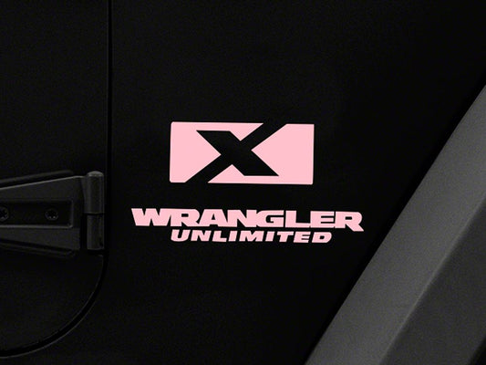 Jeep Licensed by RedRock X Logo with Wrangler Unlimited Decal; Pink (87-18 Jeep Wrangler YJ, TJ & JK)