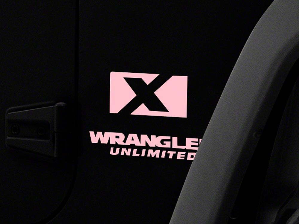 Jeep Licensed by RedRock X Logo with Wrangler Unlimited Decal; Pink (87-18 Jeep Wrangler YJ, TJ & JK)