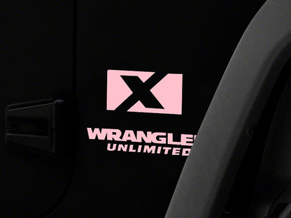 Jeep Licensed by RedRock X Logo with Wrangler Unlimited Decal; Pink (87-18 Jeep Wrangler YJ, TJ & JK)