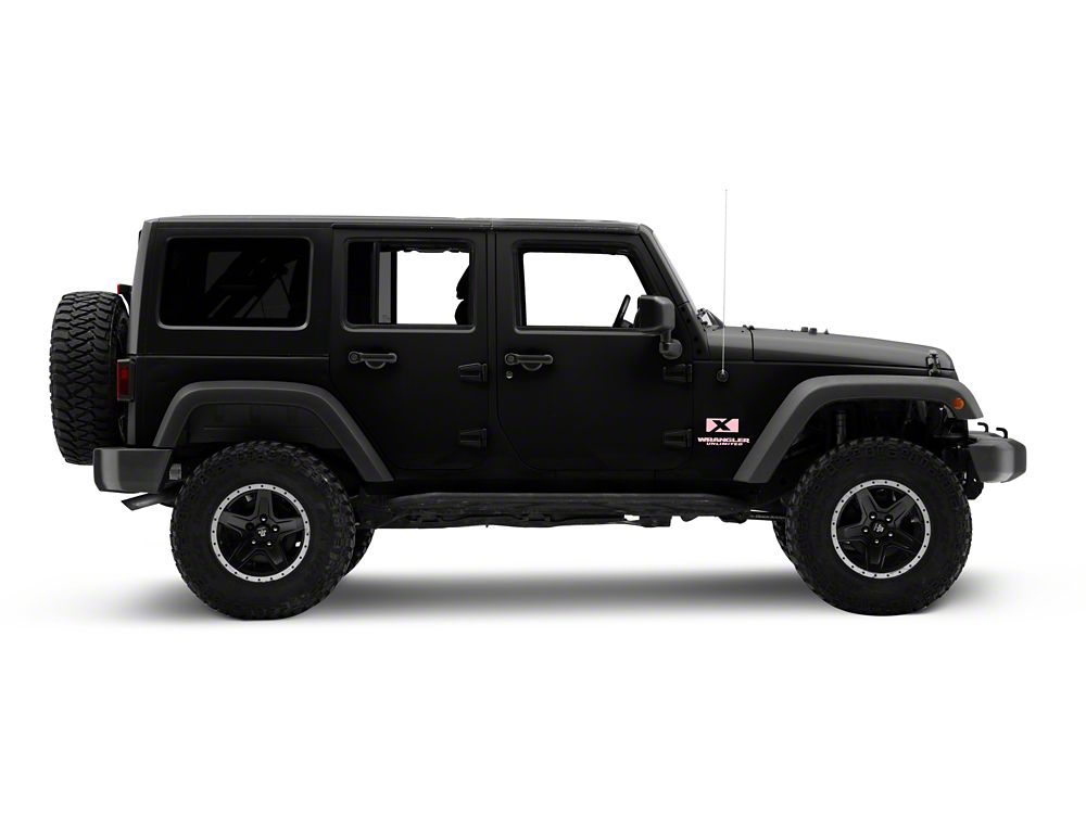 Jeep Licensed by RedRock X Logo with Wrangler Unlimited Decal; Pink (87-18 Jeep Wrangler YJ, TJ & JK)