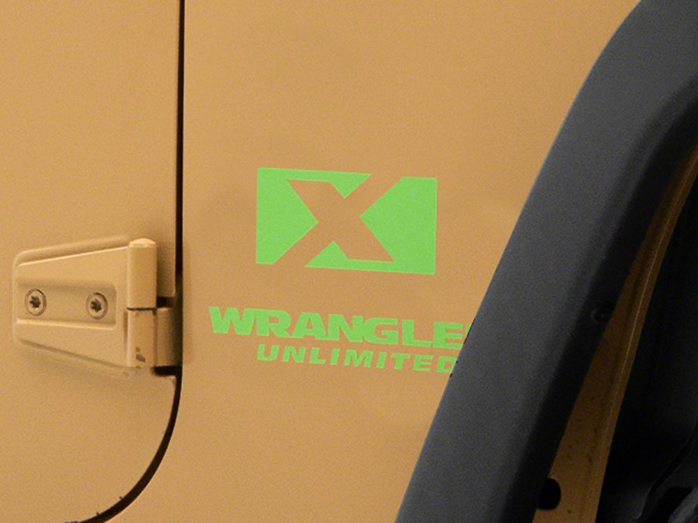 Jeep Licensed by RedRock X Logo with Wrangler Unlimited Decal; Lime Green (87-18 Jeep Wrangler YJ, TJ & JK)